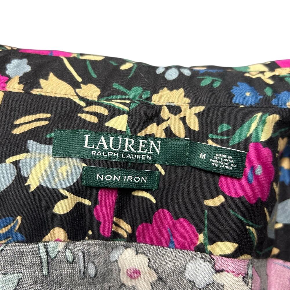 Lauren Ralph Lauren Slim Fit Floral Cotton Button Down Shirt Medium M Pink Blue - Picture 4 of 17